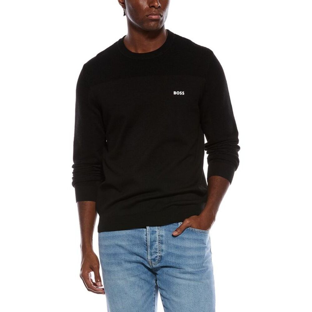 Boss Hugo Boss Mens Momentum Wool-Blend Crewneck Sweater